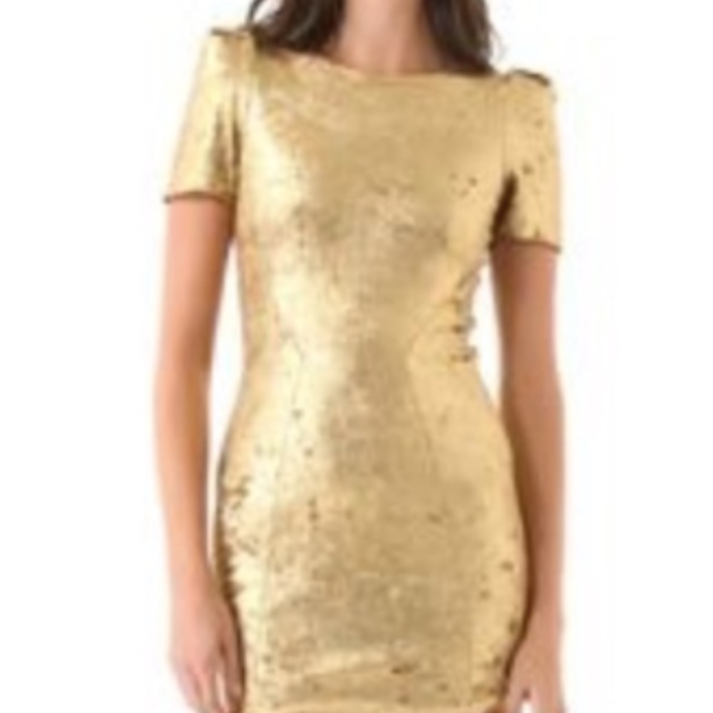 Ronny Kobo Gold velvet dress